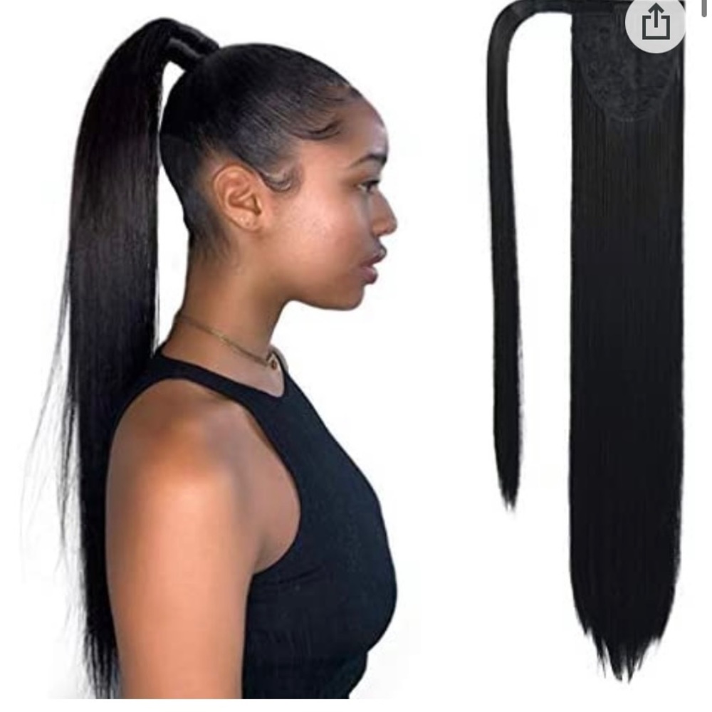 Silky black ponytail extension